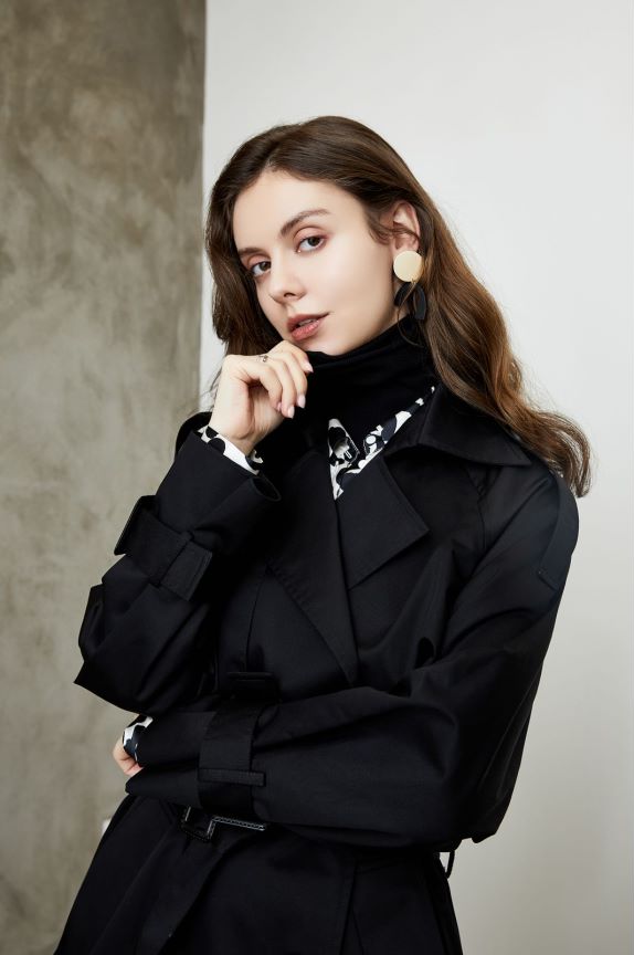 Element Khaki Trench Coat for Women Spring Autumn Retro Elegant British Overknee Long Coat