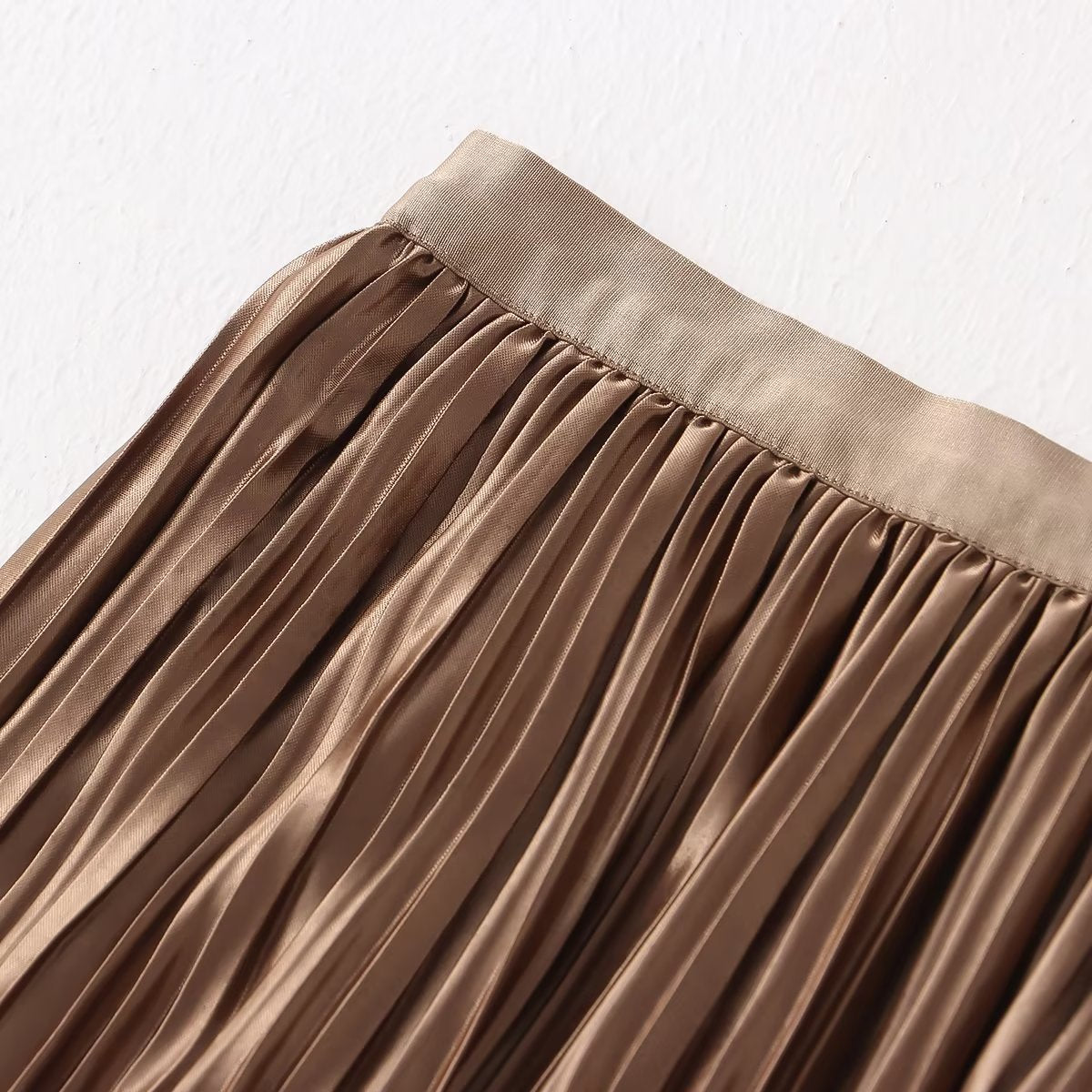 Spring Autumn Retro Solid Color All Matching Long Skirt Women Clothing