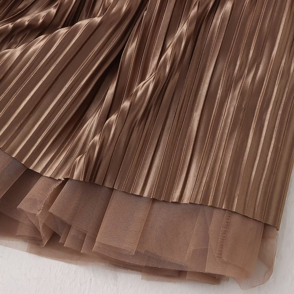 Spring Autumn Retro Solid Color All Matching Long Skirt Women Clothing