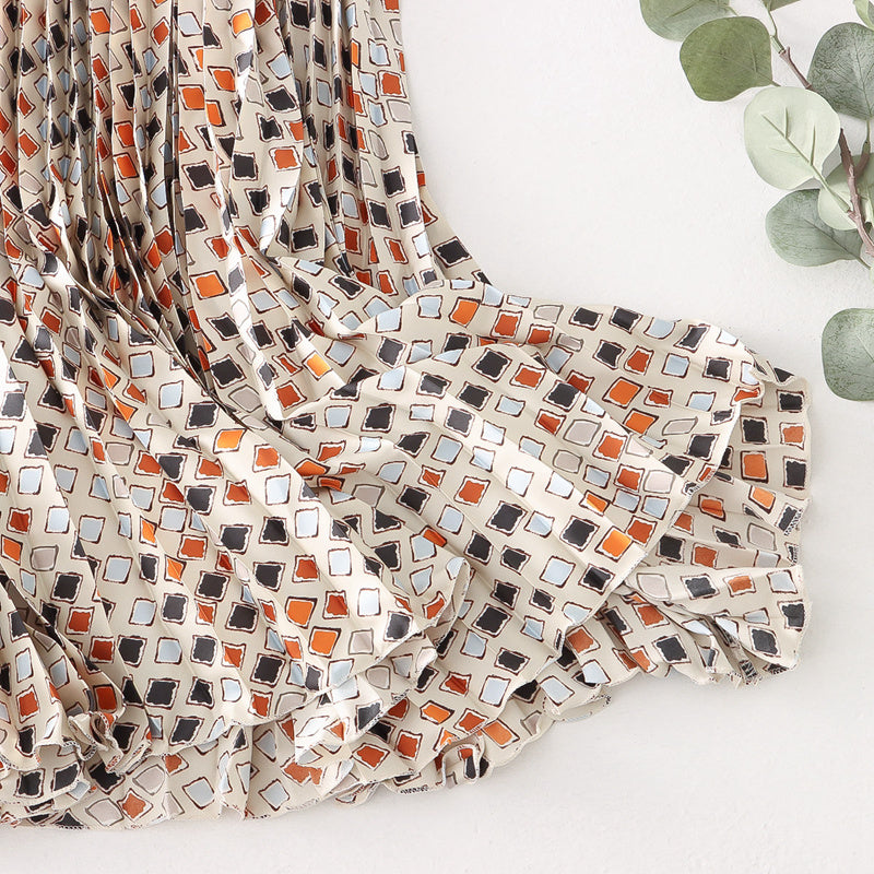 Summer Mesh Skirt Women Summer Pleated Skirt Large Swing Skirt Women Drape Printed Mid Length A line Skirt