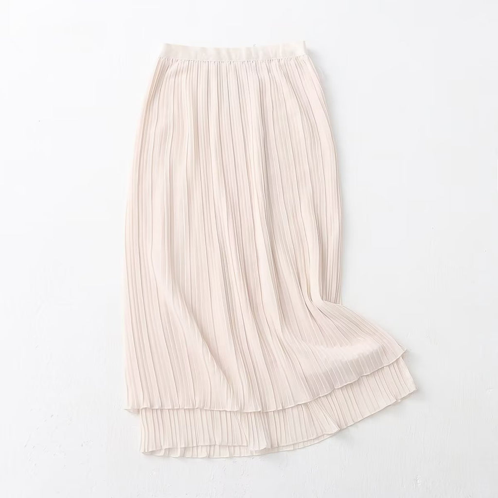 Spring Summer Wear Skirt Elastic Waist Korean A line Sheath Skirt Tulle Skirt Double Sided Wear Skirt