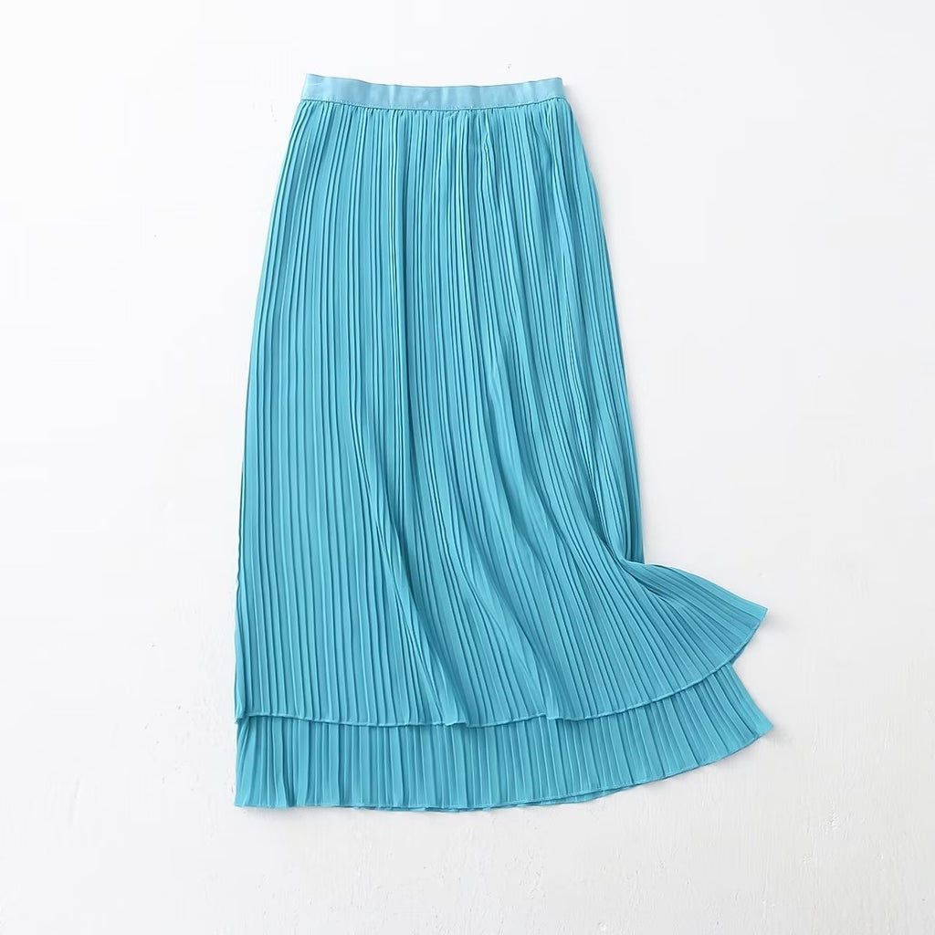 Spring Summer Wear Skirt Elastic Waist Korean A line Sheath Skirt Tulle Skirt Double Sided Wear Skirt