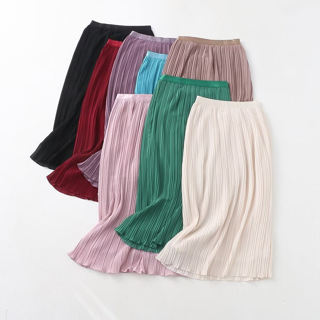 Spring Summer Wear Skirt Elastic Waist Korean A line Sheath Skirt Tulle Skirt Double Sided Wear Skirt