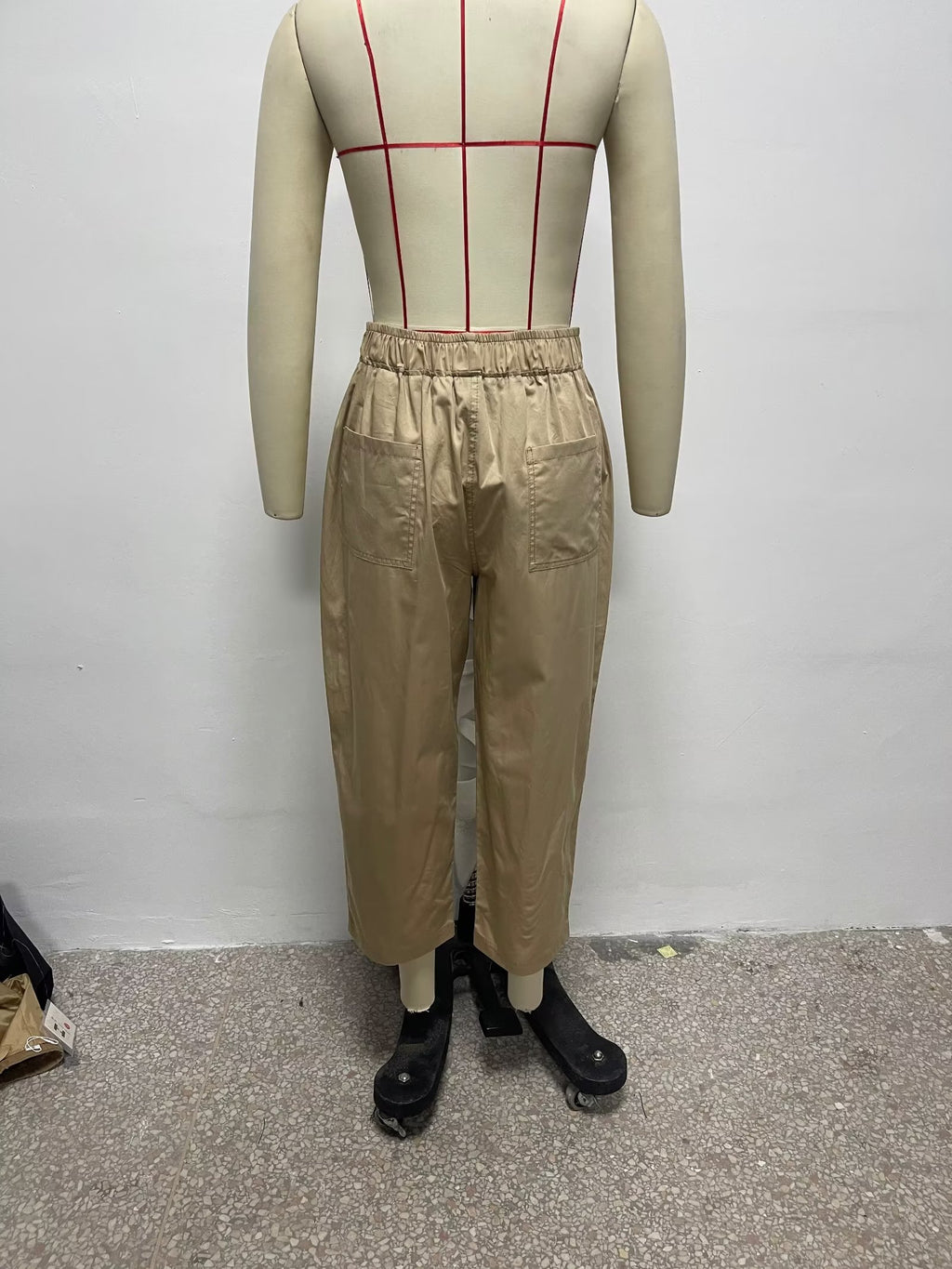 Spring Women Urban Casual Pocket Poplin Wide Leg Pants