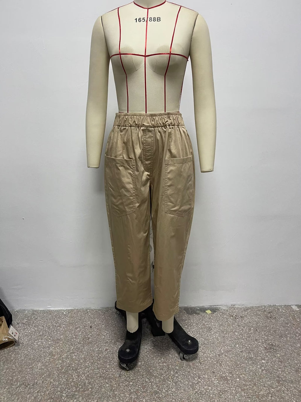 Spring Women Urban Casual Pocket Poplin Wide Leg Pants