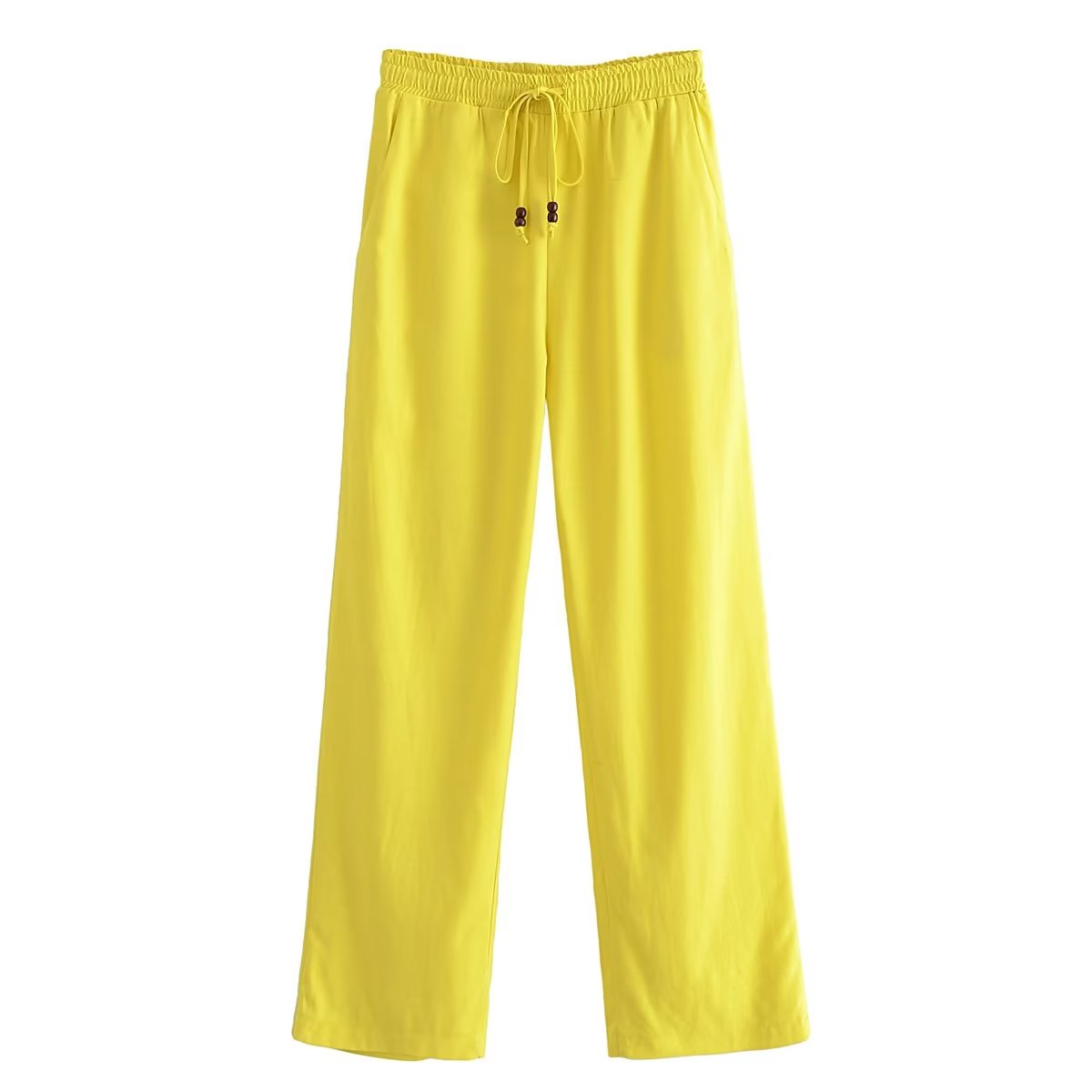 Spring Summer Women Straight Loose Casual Pants Stretch High Waist Linen Trousers