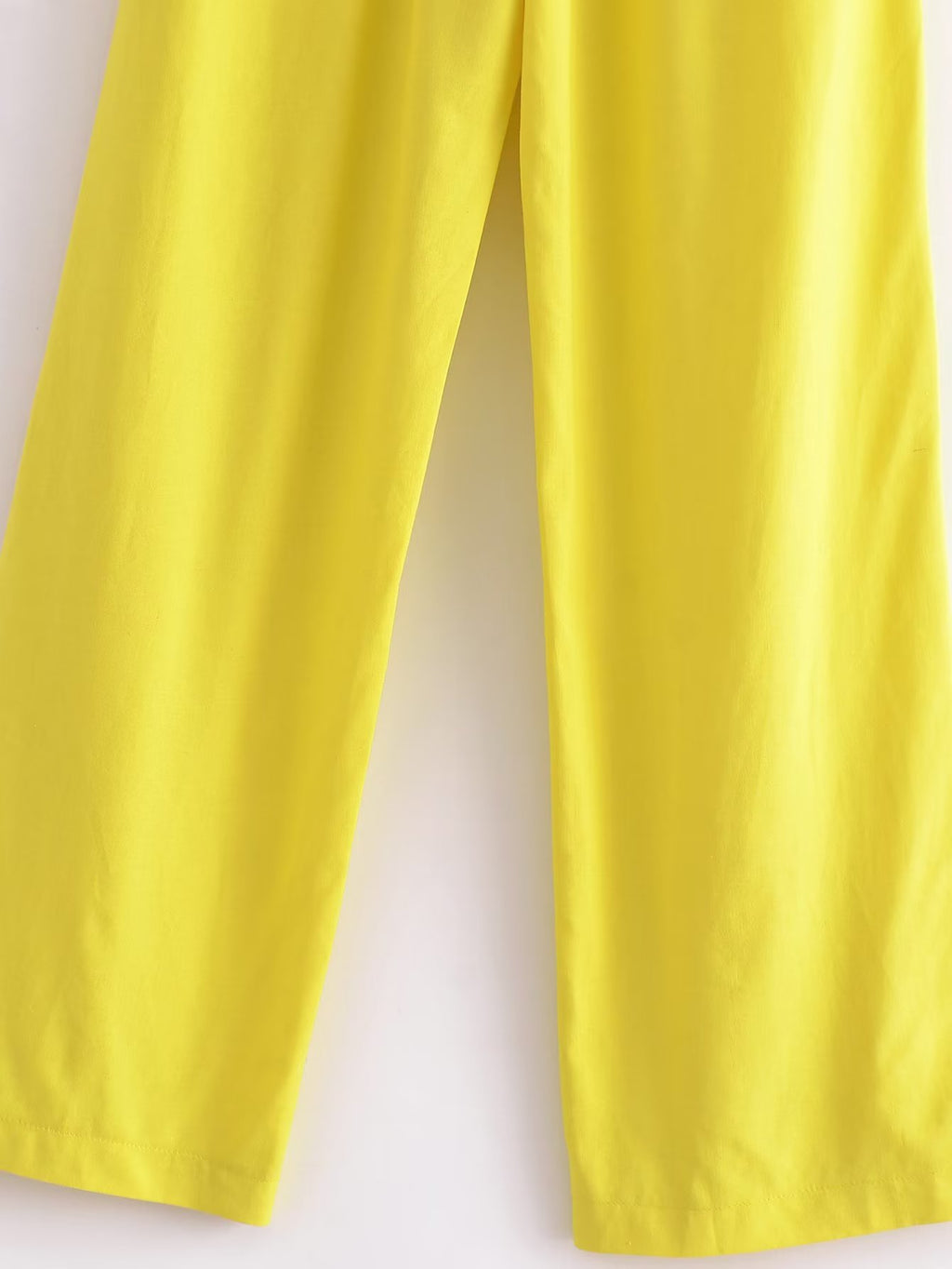 Spring Summer Women Straight Loose Casual Pants Stretch High Waist Linen Trousers