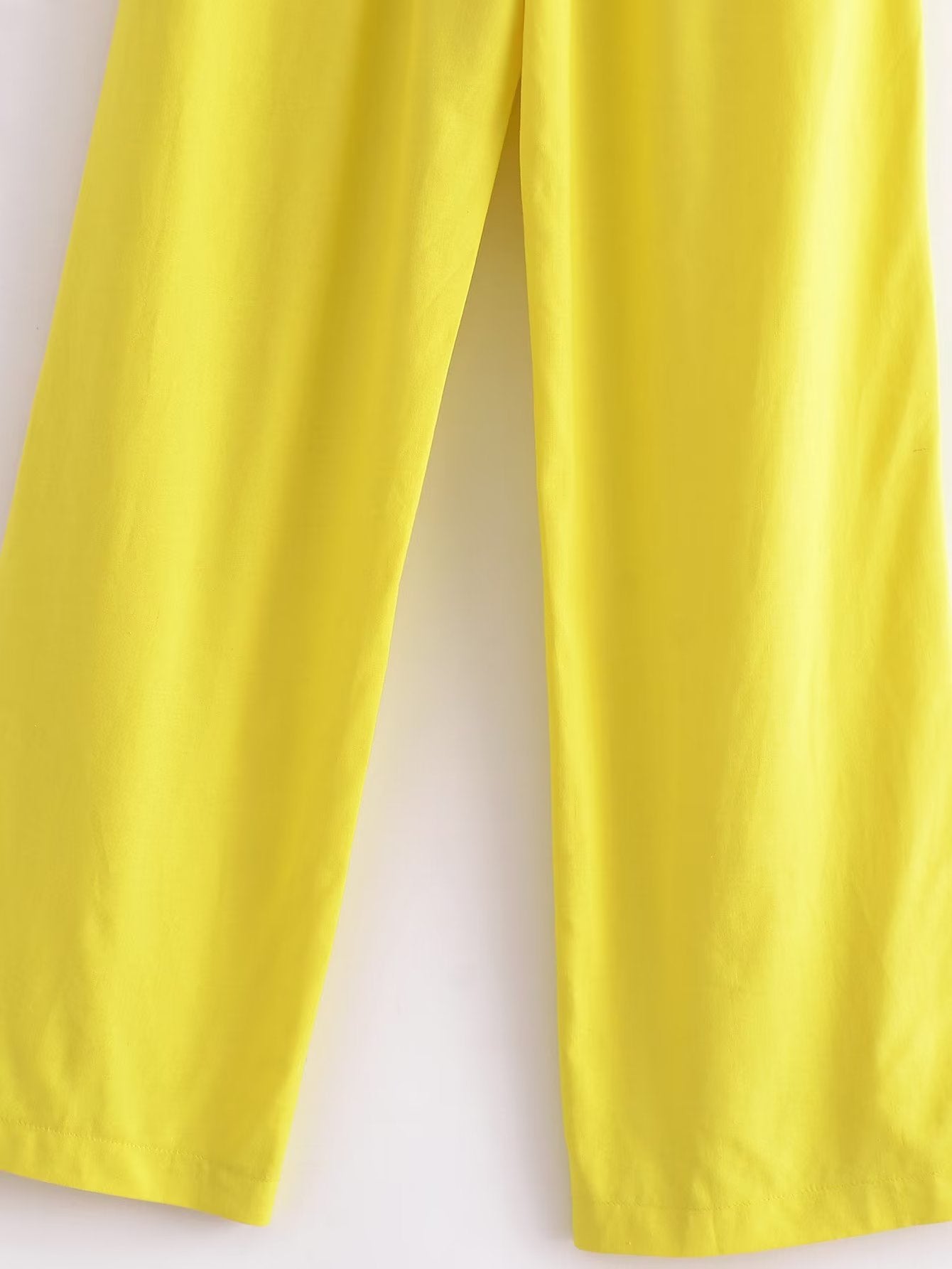 Spring Summer Women Straight Loose Casual Pants Stretch High Waist Linen Trousers