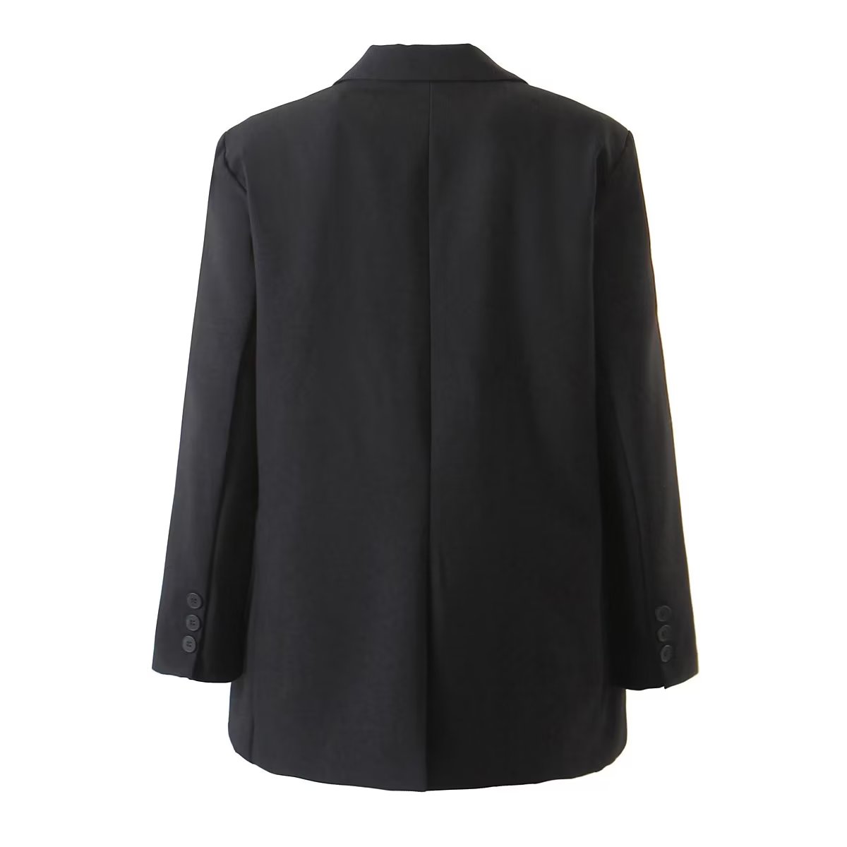 Blazer droit mi-long pour femme, taille S, style automne. Col à fermoir métallique.