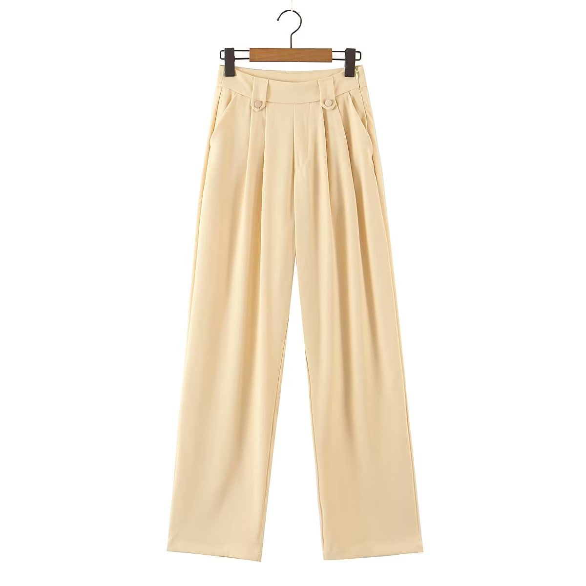 Autumn Casual Mopping Work Pant Retro High Waist Ruched Loose Slimming Drooping Straight Pants Women