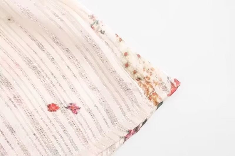 Autumn Gold Silk Chiffon Printed Round Neck Cardigan Shirt Top