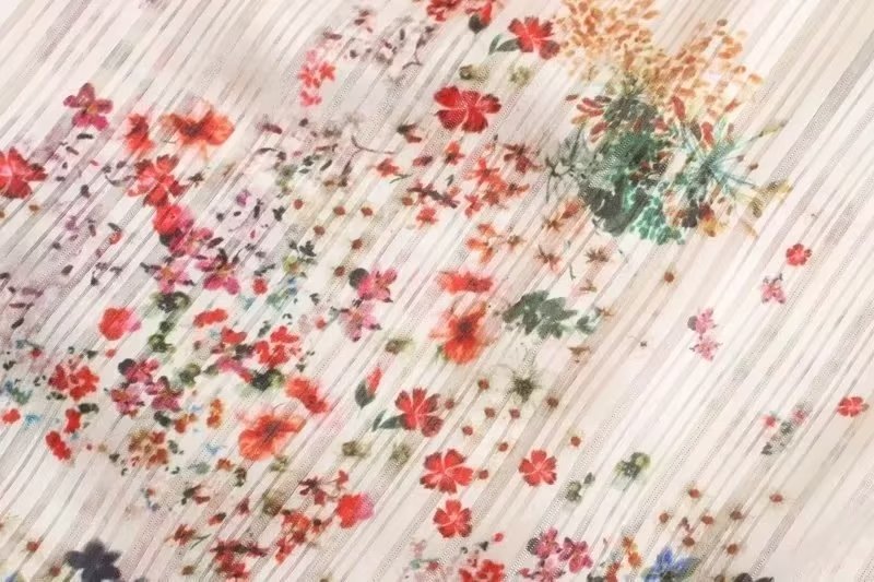 Autumn Gold Silk Chiffon Printed Round Neck Cardigan Shirt Top