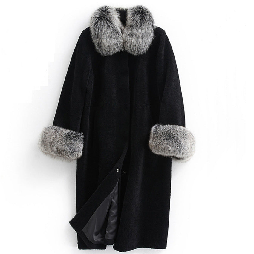 Women Winter Fox Fur Loose plus Size Mink Mink Coat Whole Mink Long Cut Coat Faux Fur Coat