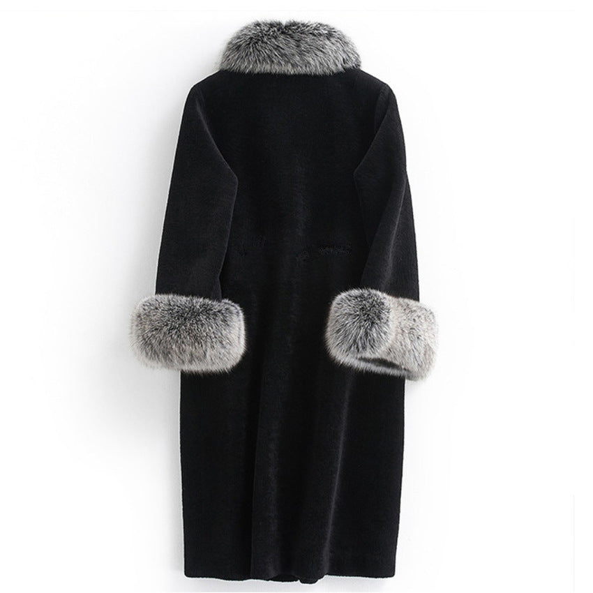 Women Winter Fox Fur Loose plus Size Mink Mink Coat Whole Mink Long Cut Coat Faux Fur Coat