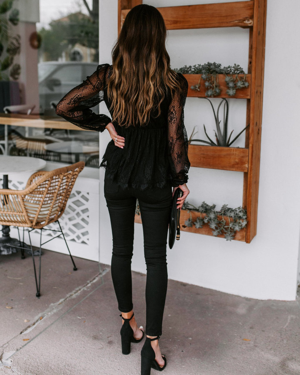 Women New Lace Embroidered Stitching Lace Bow Strap Long Sleeve Top