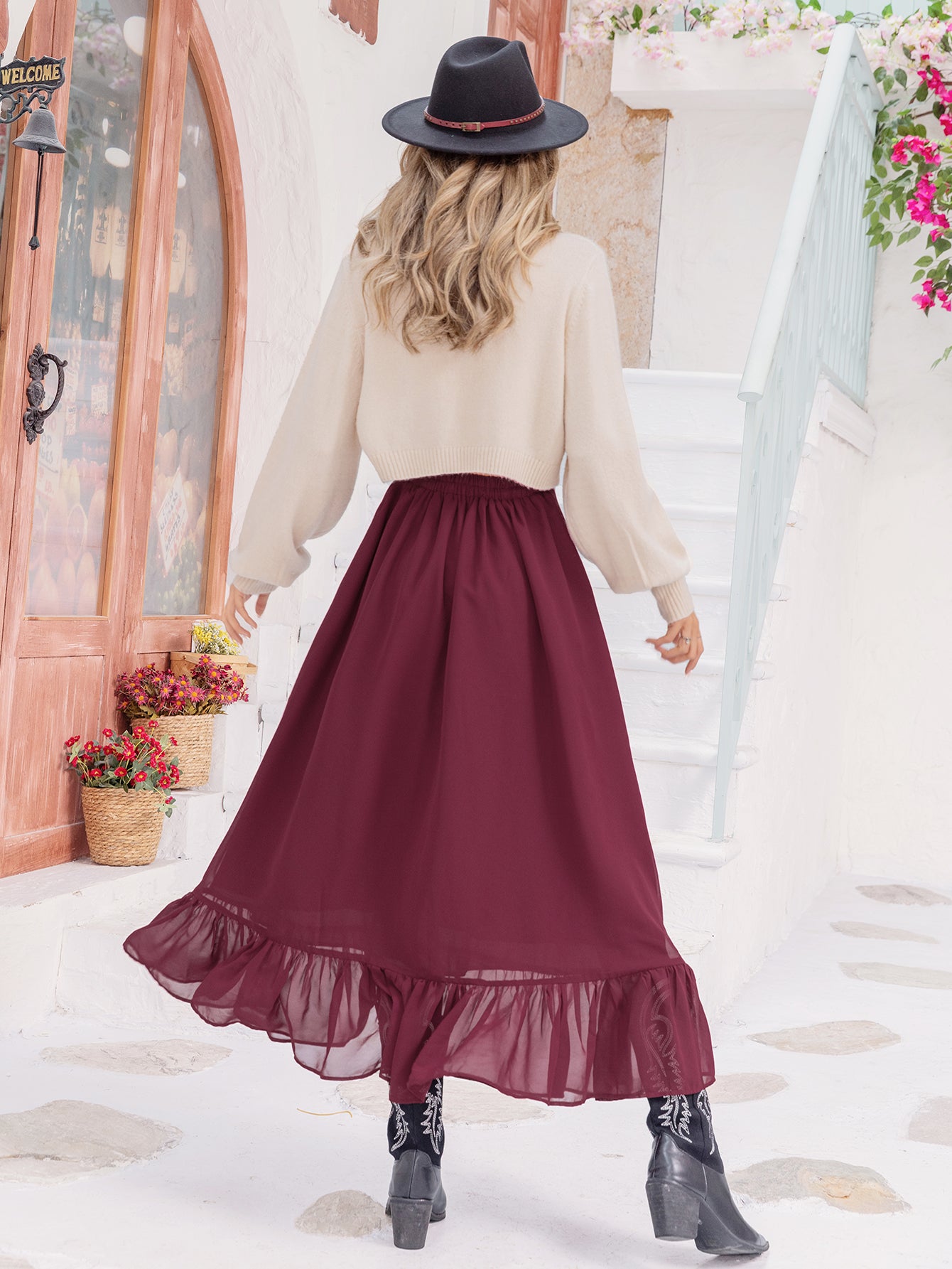 Falda tubo con abertura y lazo en lote mixto, delgada y sexy