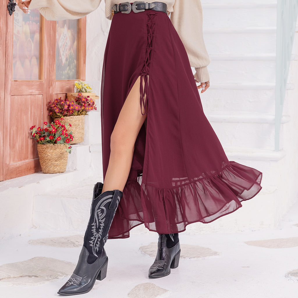 Falda tubo con abertura y lazo en lote mixto, delgada y sexy