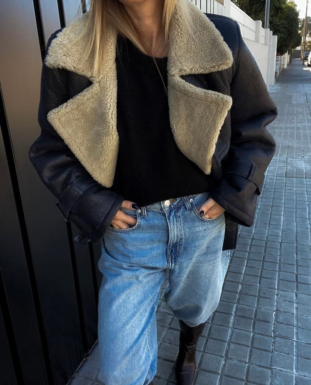 Autumn Winter Women Casual Double Sided Short Jacket