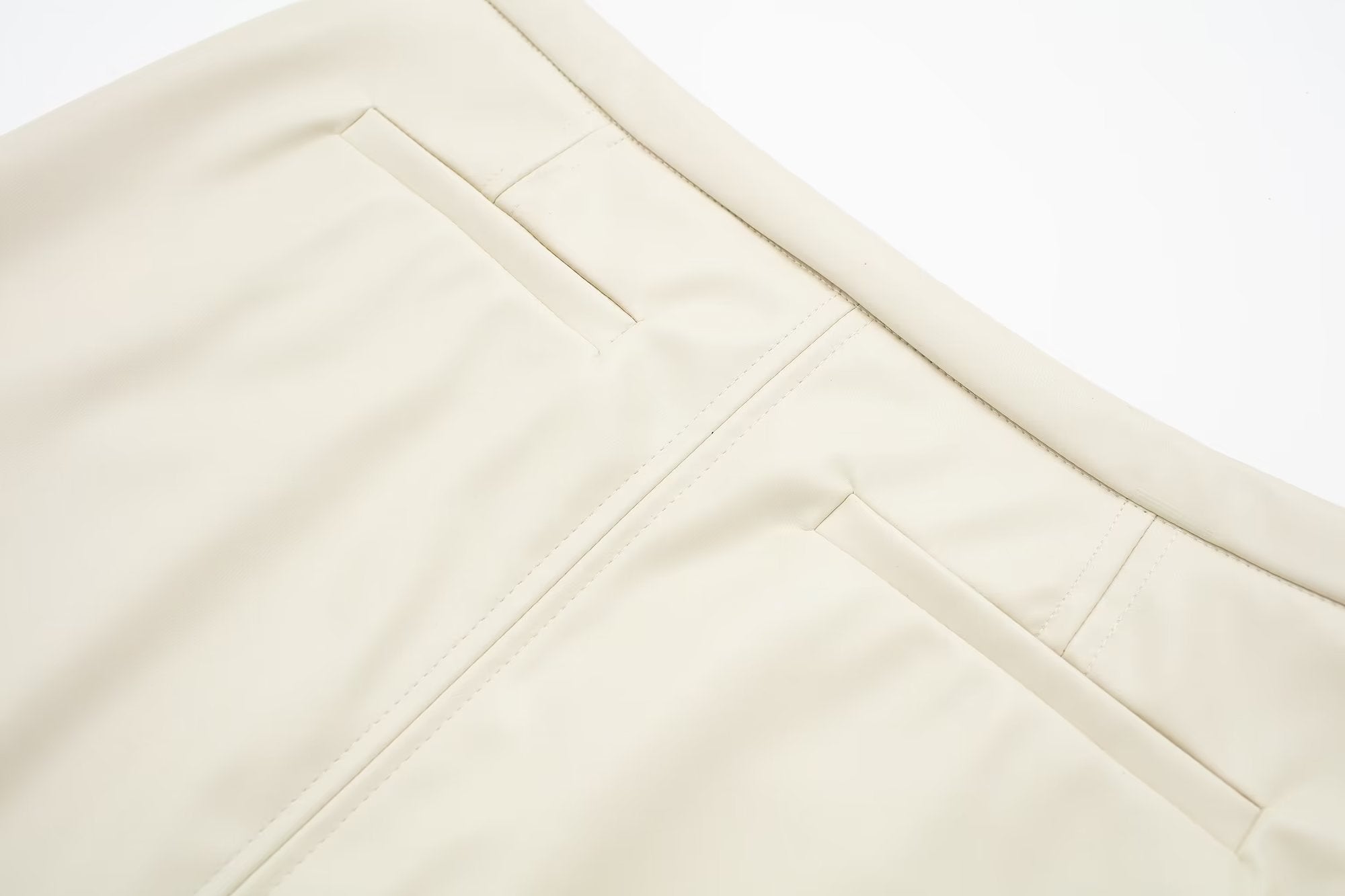 Summer Women Clothing Back Slit High Waist Faux Leather Skirt