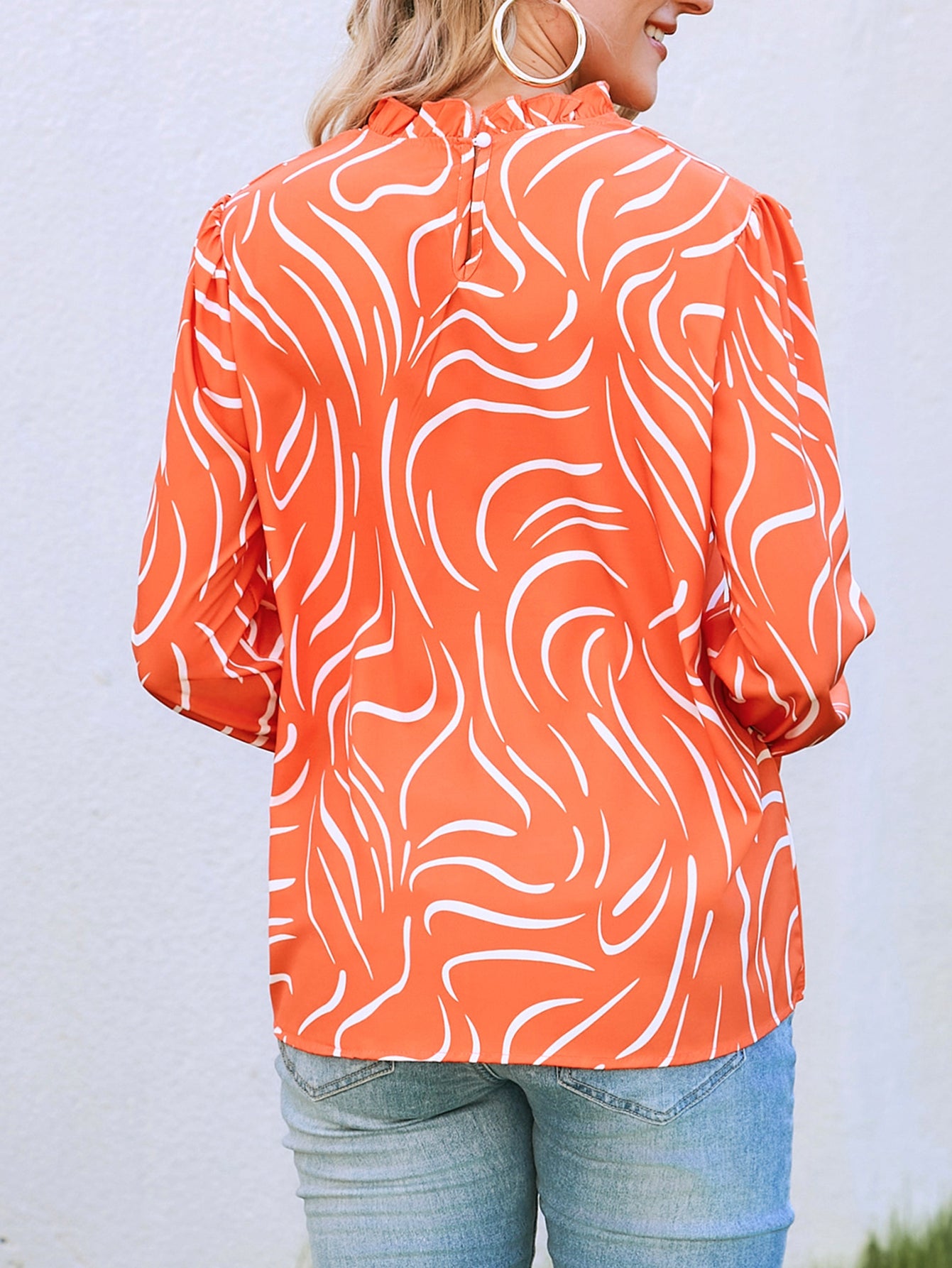 Women New Spring and Autumn Elegant Small Floral Print Long Sleeve Top