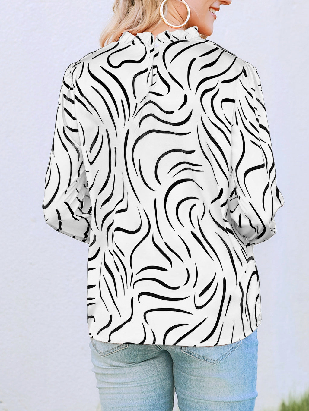 Women New Spring and Autumn Elegant Small Floral Print Long Sleeve Top