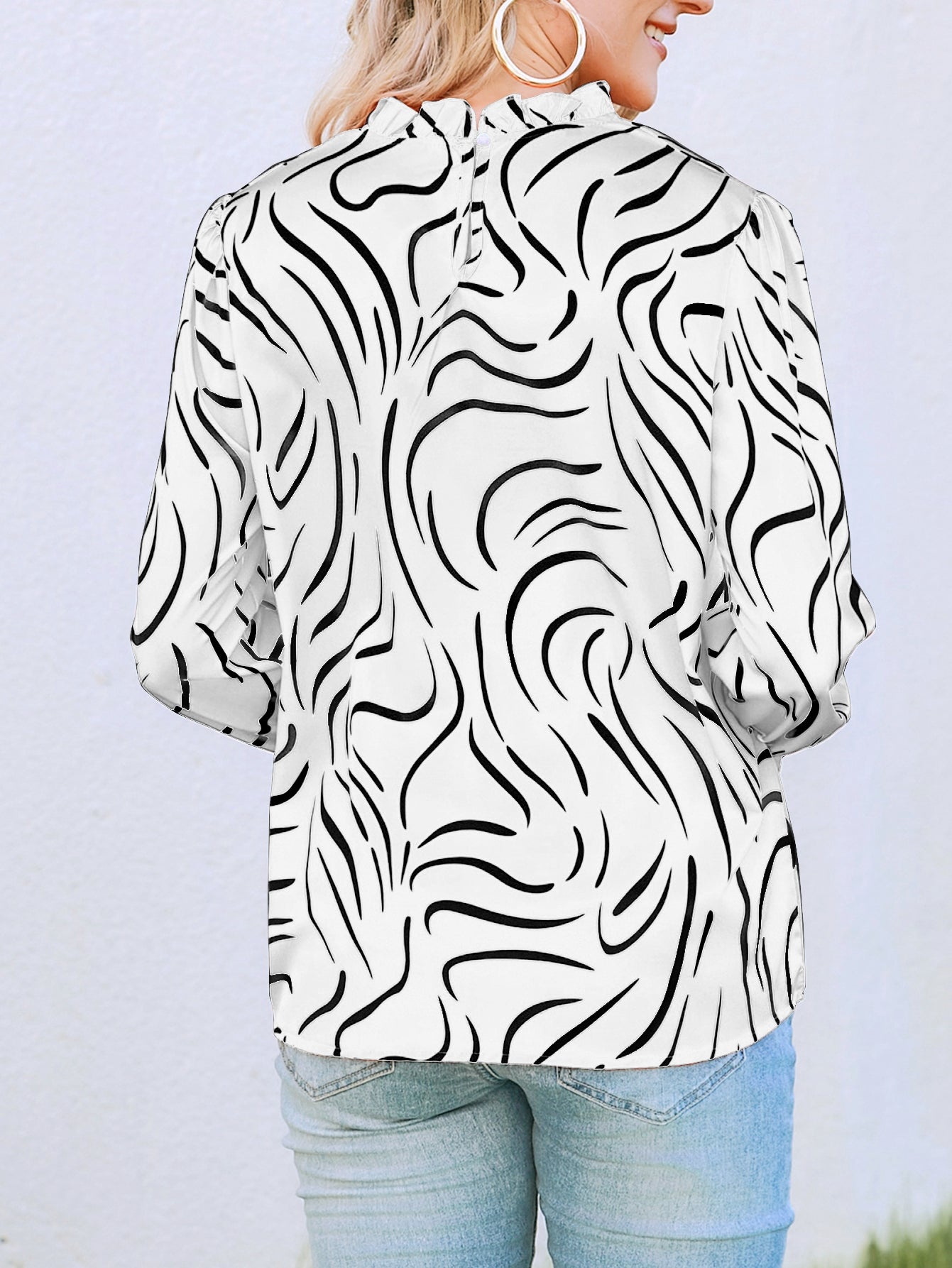 Women New Spring and Autumn Elegant Small Floral Print Long Sleeve Top