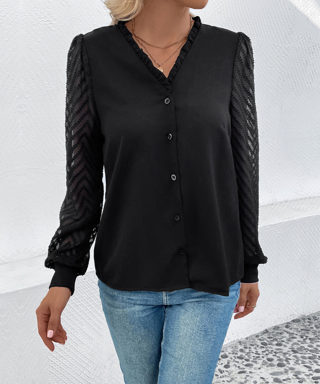 Autumn Women Wear Black Long Sleeved Shirt