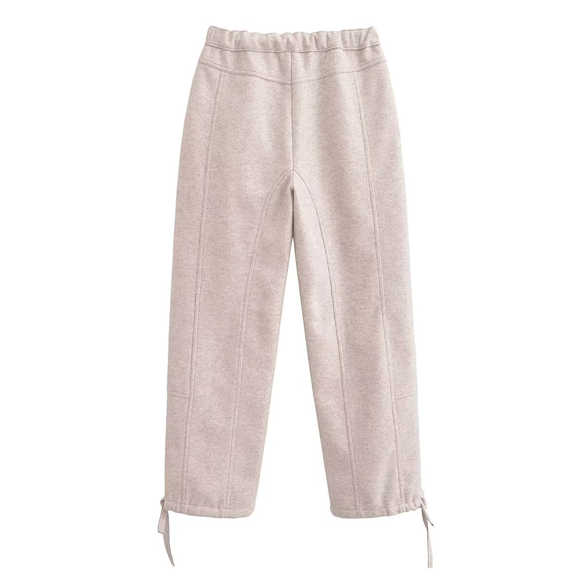 Autumn Winter Fabric Umbrella Pants Elastic Waistband Lace up Casual Pants