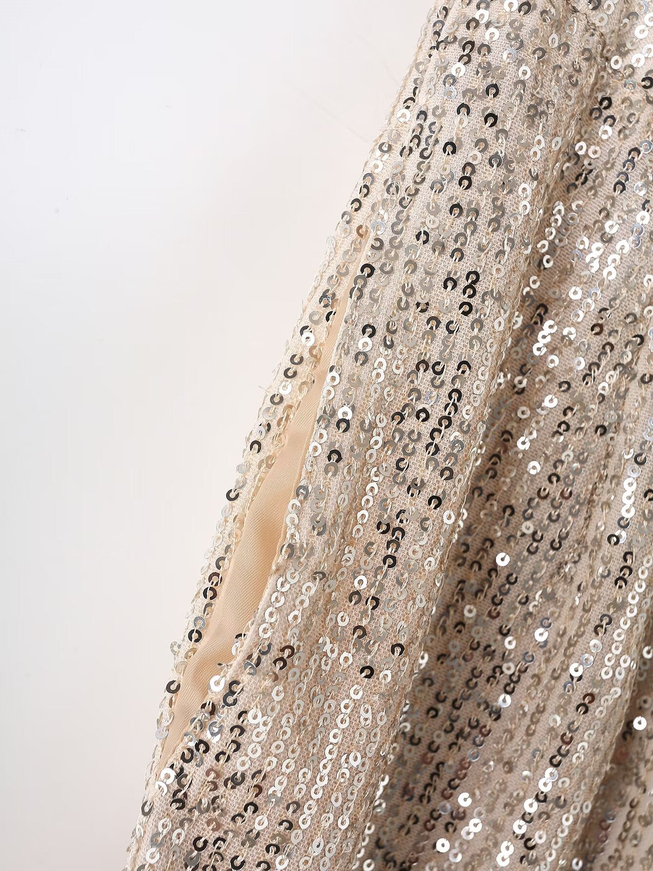 Spring Women Clothing Solid Color Sequ Loose Casual Straight Pants Trousers