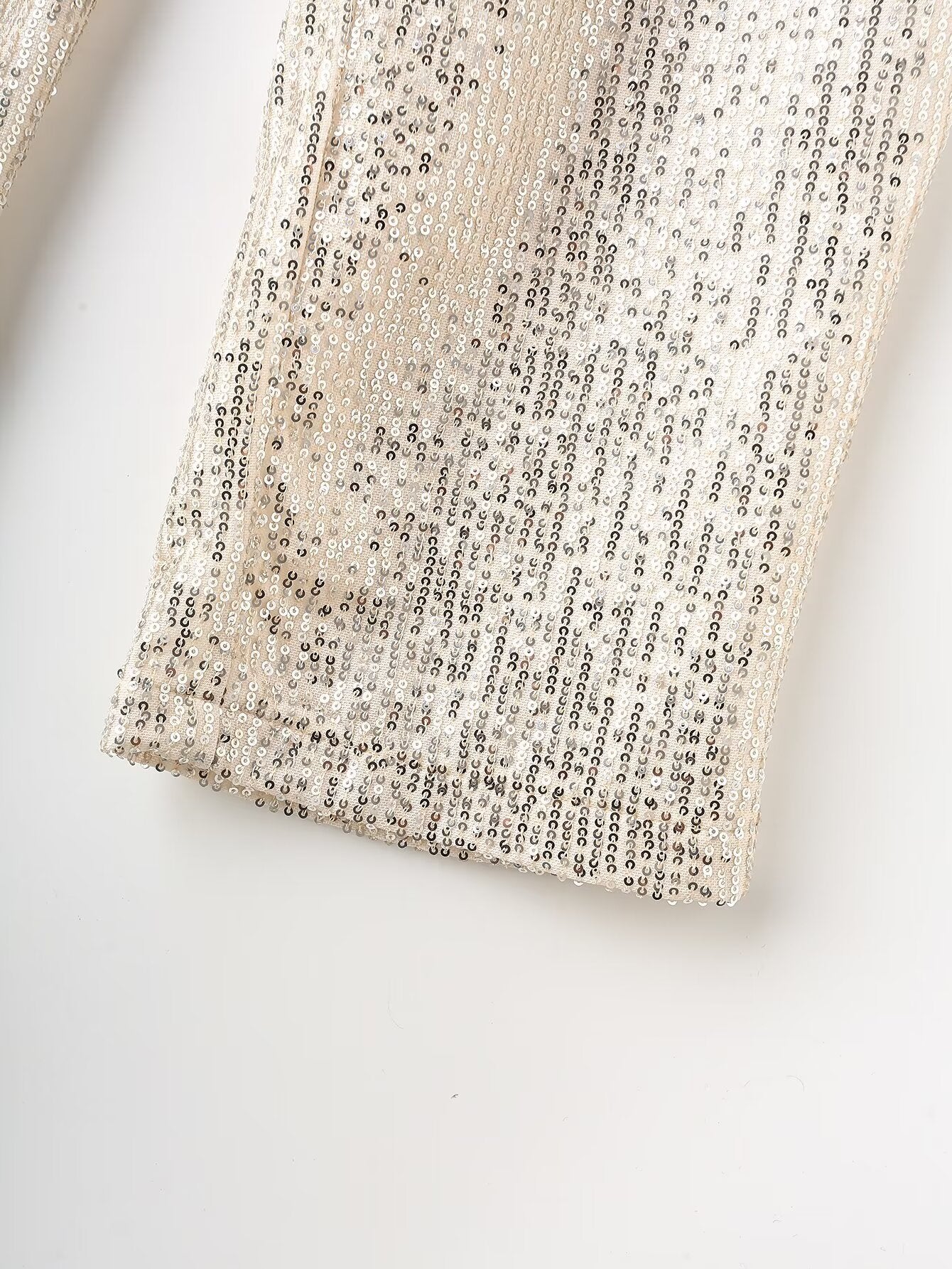 Spring Women Clothing Solid Color Sequ Loose Casual Straight Pants Trousers