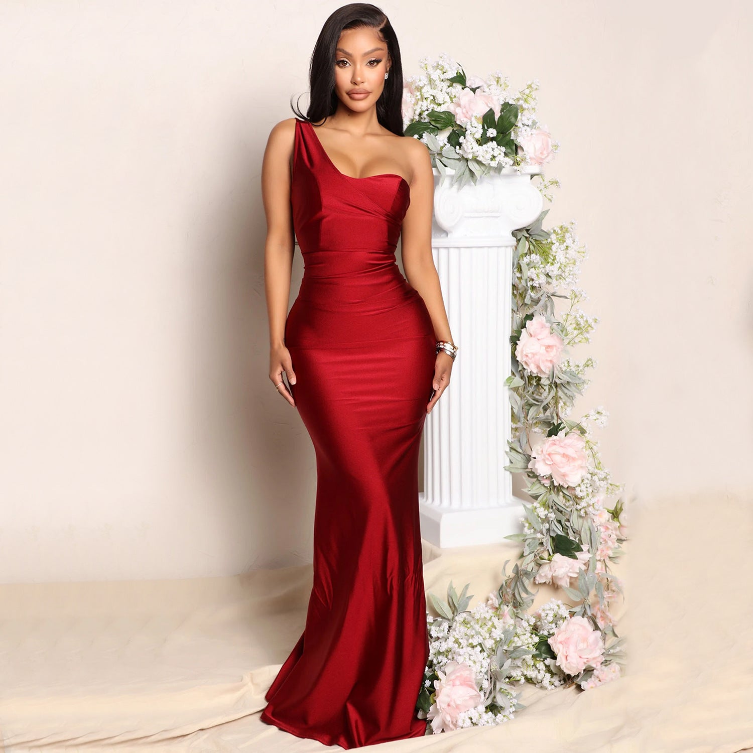 Summer Women Clothing Sexy Socialite One Shoulder Maxi Dress Women
