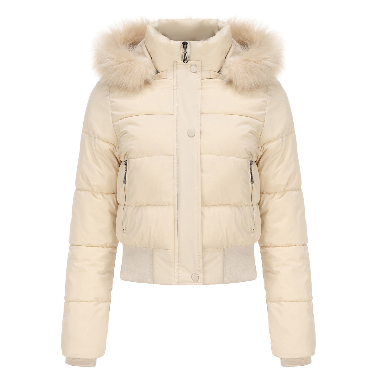 Vêtements chauds d'automne et d'hiver en coton pour femmes, chapeau court amovible en velours, manteau en coton à manches longues