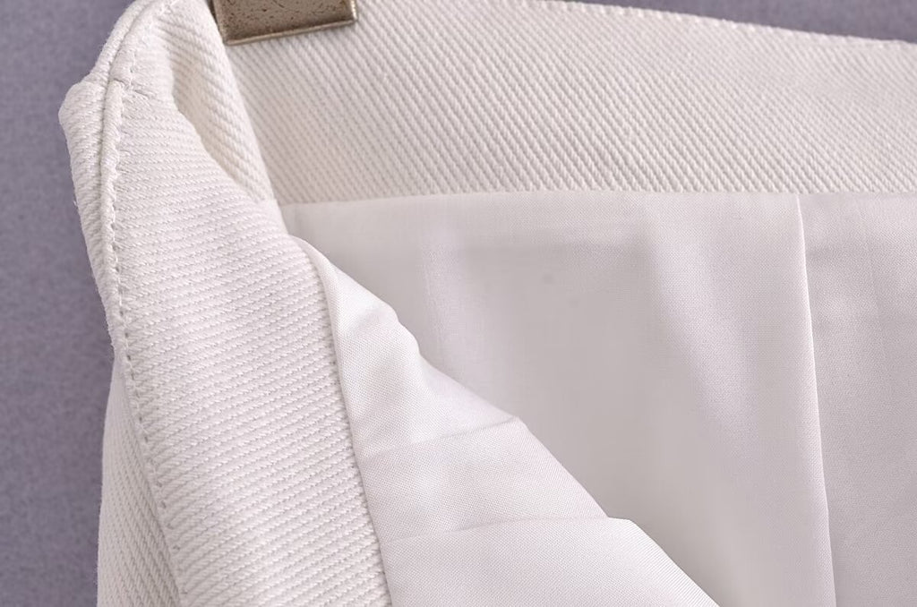 Girl's Sexy Double Belt Love Metal Buckle Pleated Skirt Summer Pleated Anti-Exposure A- line Skirt