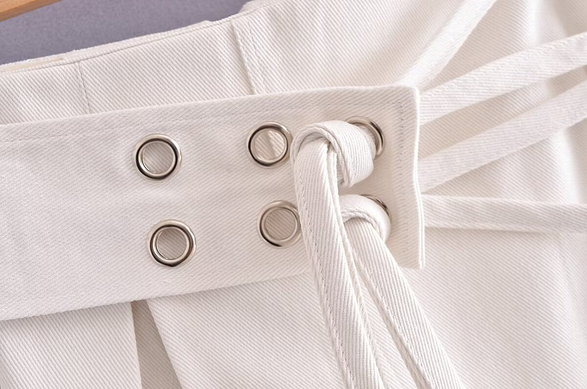 Girl's Sexy Double Belt Love Metal Buckle Pleated Skirt Summer Pleated Anti-Exposure A- line Skirt