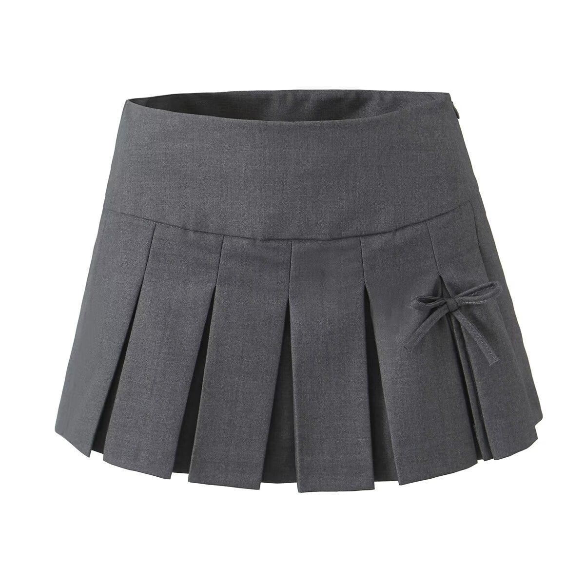 Summer Bow Preppy Skirt High Waist Short Pantskirt A Line Slimming Pleated Skirt
