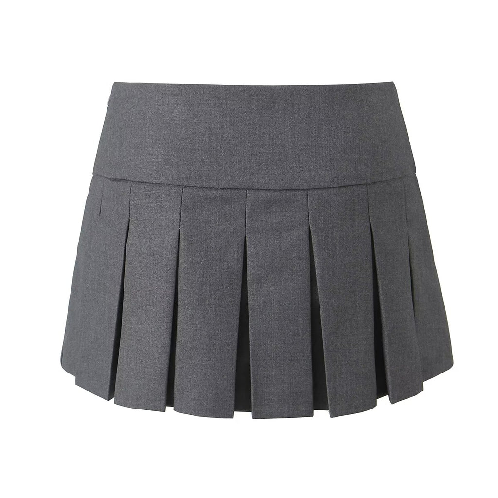 Summer Bow Preppy Skirt High Waist Short Pantskirt A Line Slimming Pleated Skirt