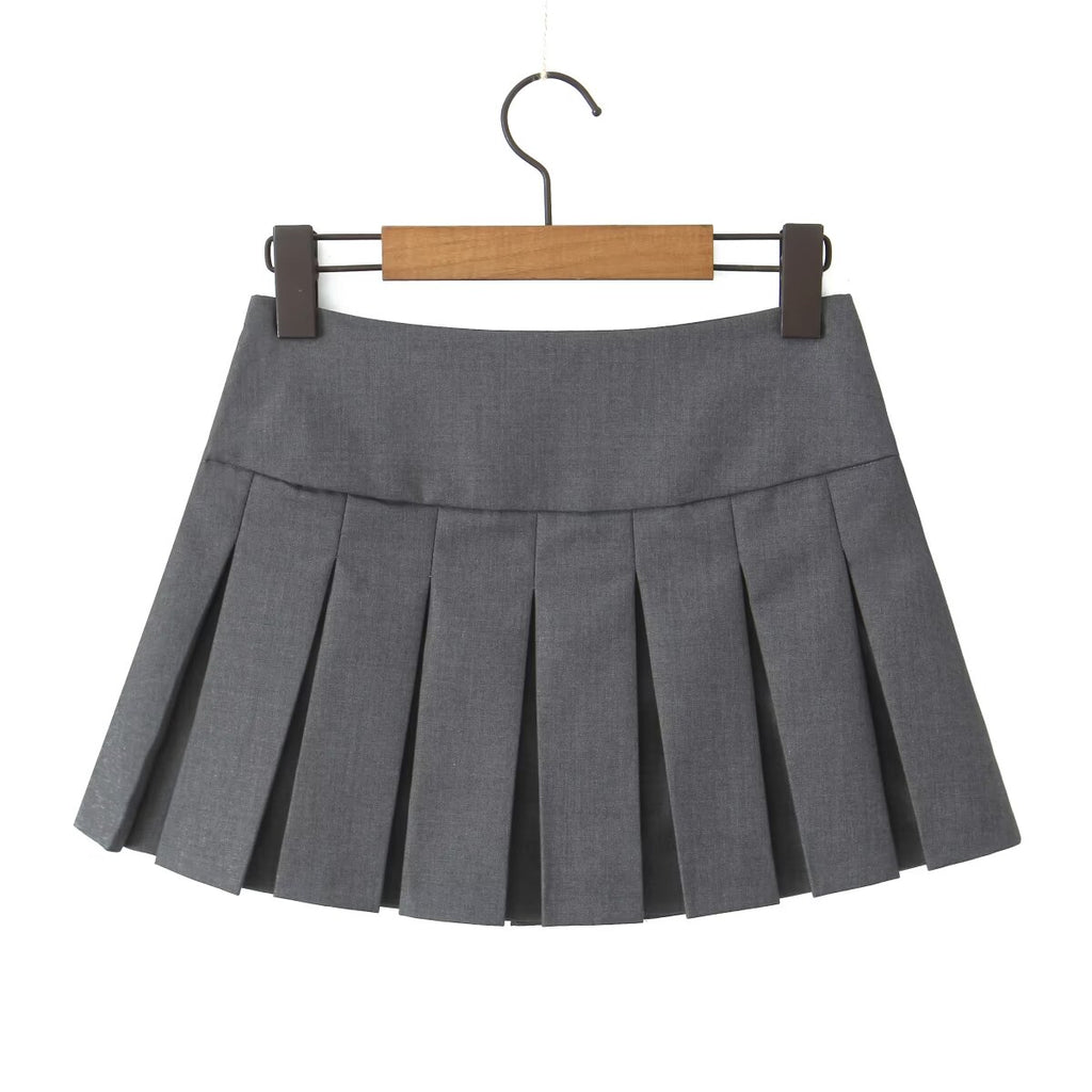 Summer Bow Preppy Skirt High Waist Short Pantskirt A Line Slimming Pleated Skirt