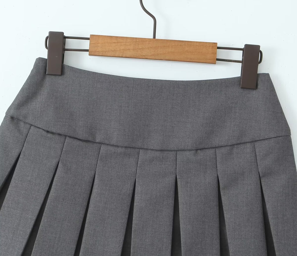 Summer Bow Preppy Skirt High Waist Short Pantskirt A Line Slimming Pleated Skirt