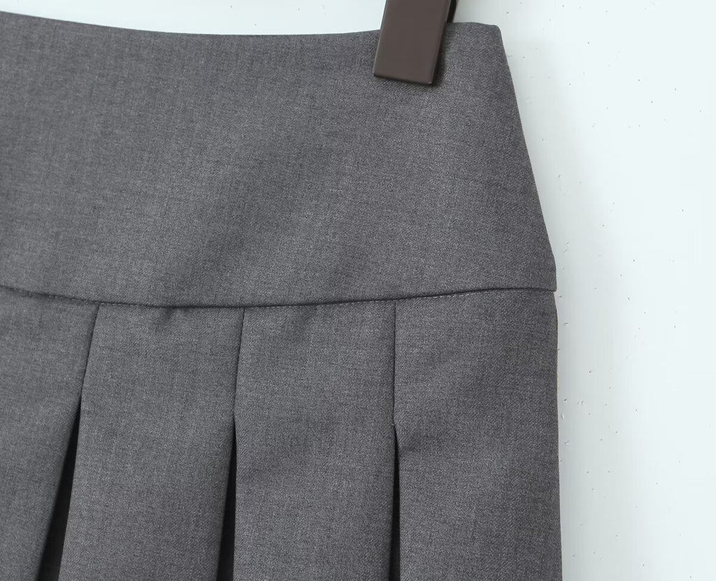 Summer Bow Preppy Skirt High Waist Short Pantskirt A Line Slimming Pleated Skirt