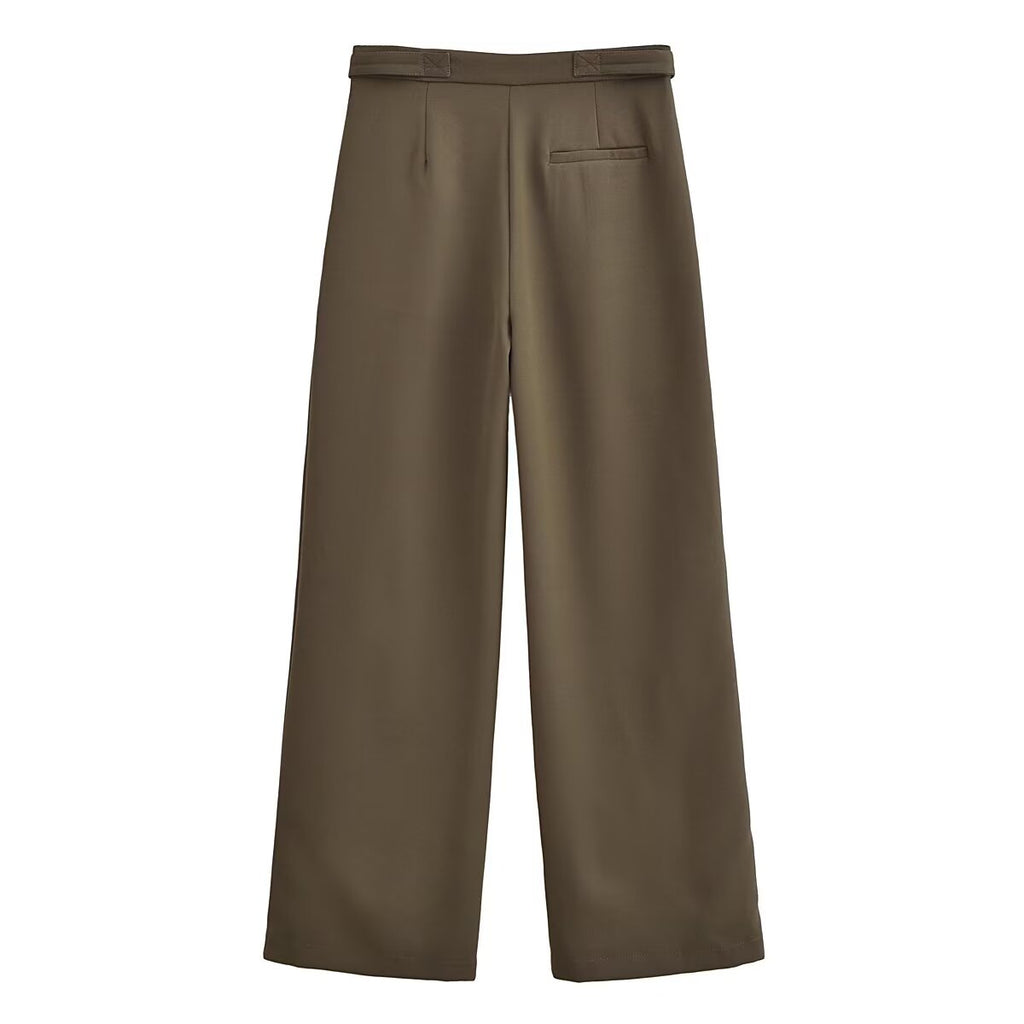 Fall Women Clothing Side Strap Wide Leg Pants Casual Pants Women