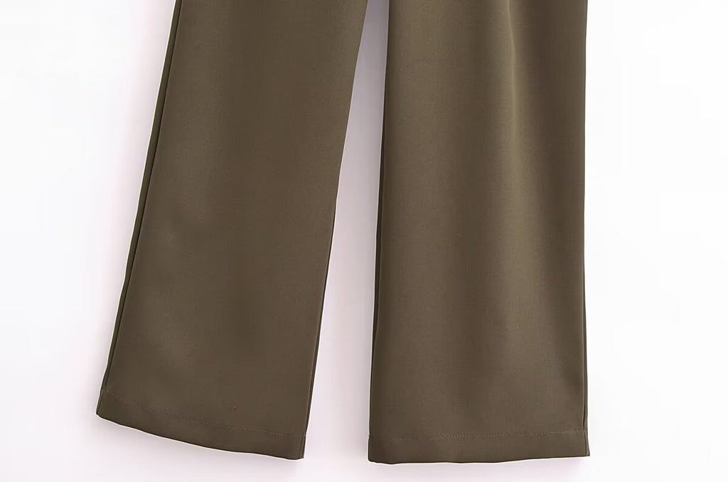 Fall Women Clothing Side Strap Wide Leg Pants Casual Pants Women