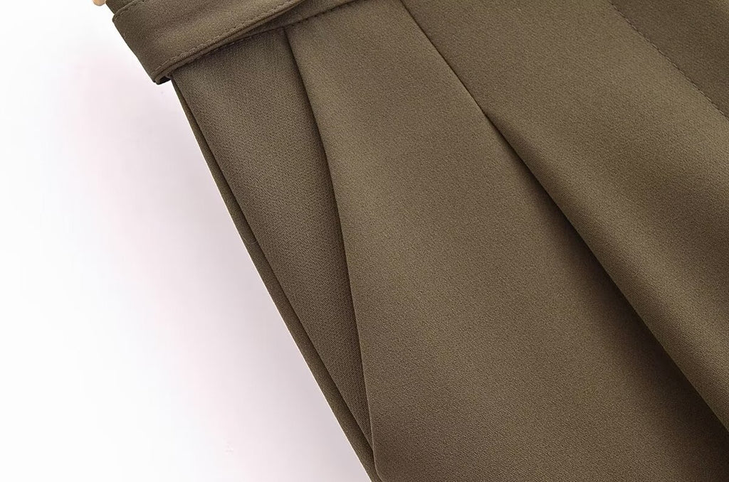 Fall Women Clothing Side Strap Wide Leg Pants Casual Pants Women