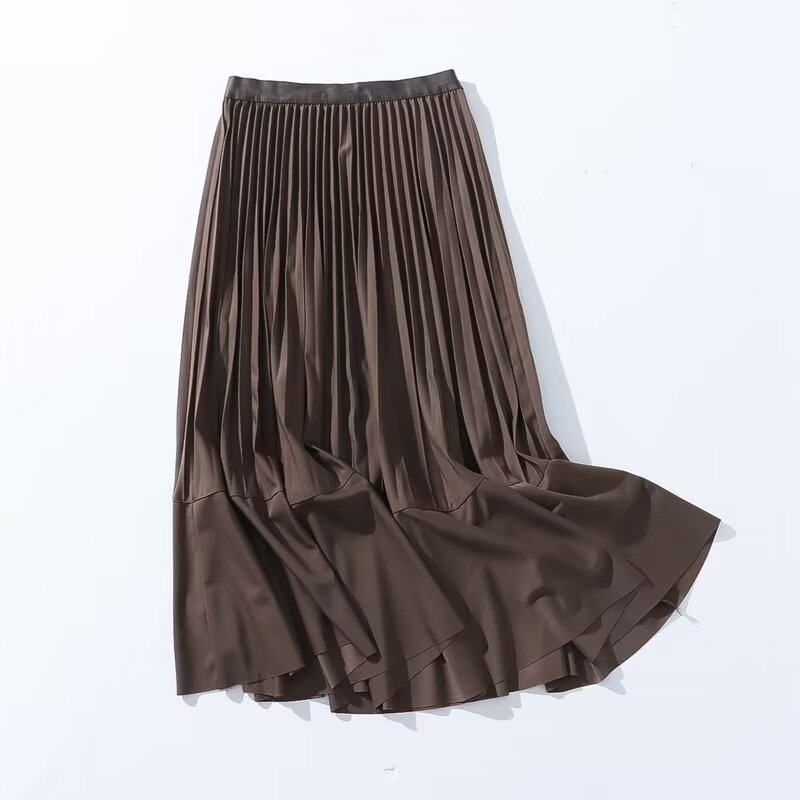Autumn Casual Simple Skirt Fashionable Stylish Women Skirt High Waist Stitching A line Skirt