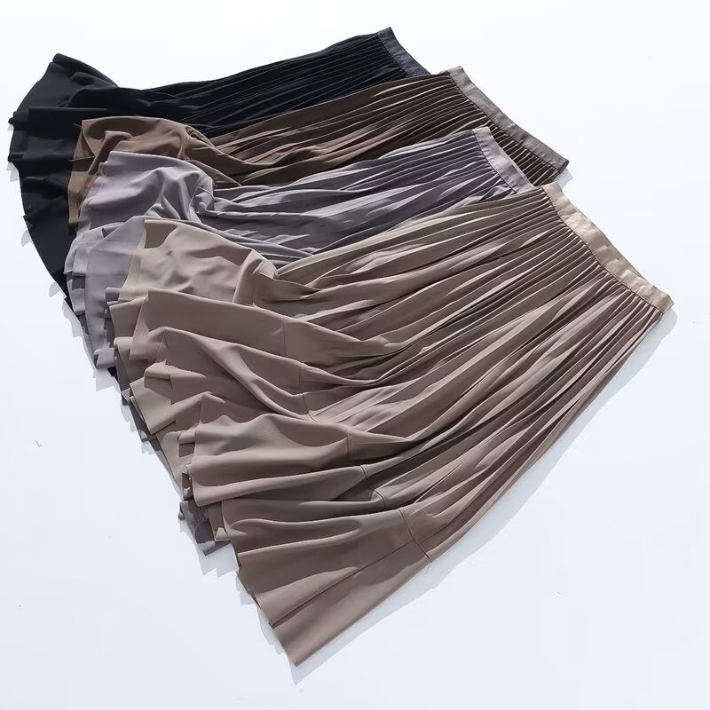 Autumn Casual Simple Skirt Fashionable Stylish Women Skirt High Waist Stitching A line Skirt