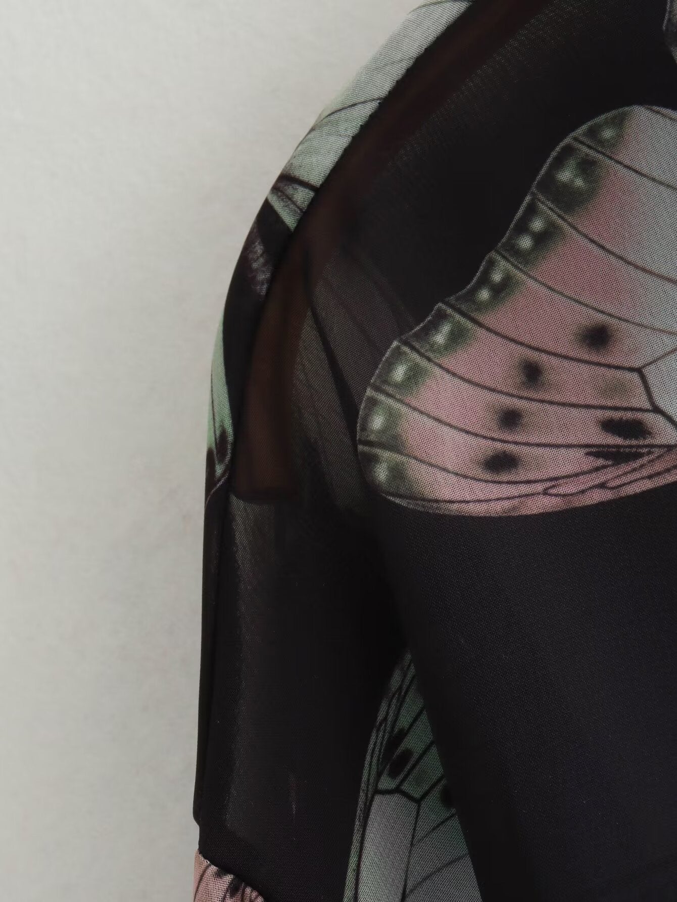 Women Clothing French All Match Butterfly Printed Chiffon Loose Casual Shirt