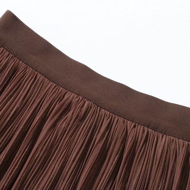 Autumn Winter Double-Sided Retro High Waist Velvet Pleated A- line Skirt Women's Drape Mid-Length Draped Dress