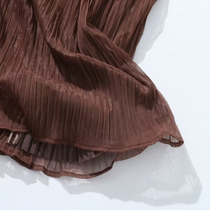 Autumn Winter Double-Sided Retro High Waist Velvet Pleated A- line Skirt Women's Drape Mid-Length Draped Dress