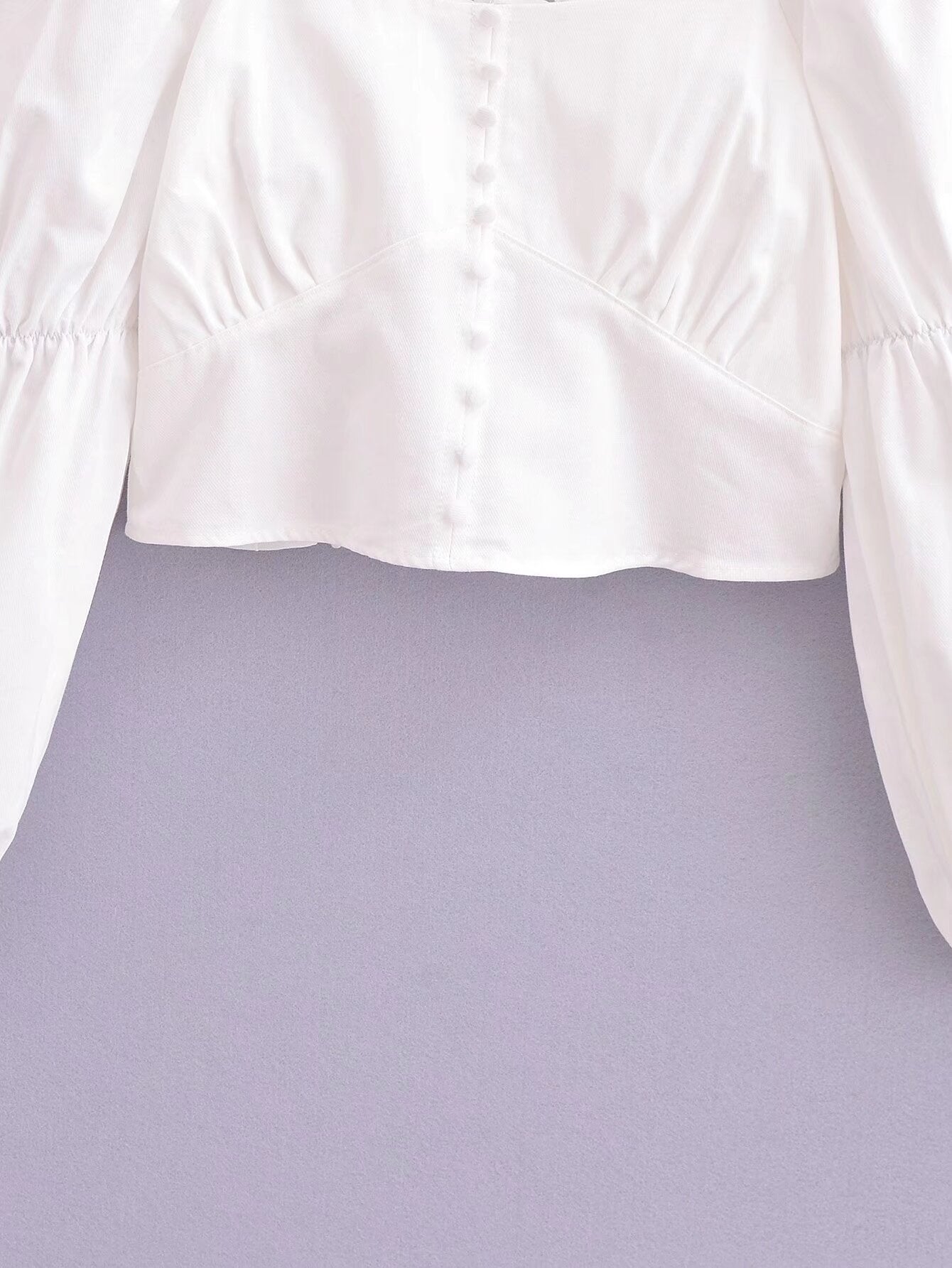 Spring Women Cotton Back Elastic off Shoulder Long Sleeve Shirt