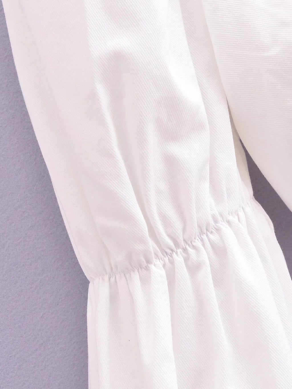 Spring Women Cotton Back Elastic off Shoulder Long Sleeve Shirt