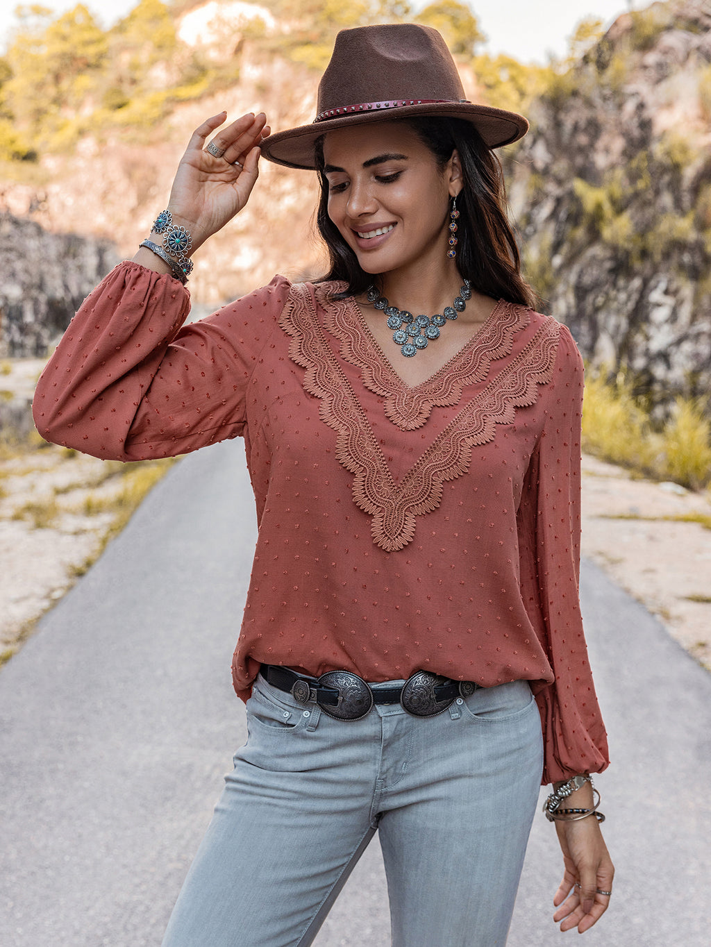 Women Clothing Autumn Winter Lace Long Sleeved Shirt Women Tops